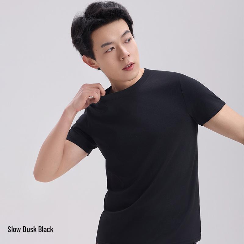 Bamboo Cotton Men's Short Sleeve Round Neck T-shirt - Breathable, Casual, Trendy Korean & Hong Kong Style for Spring/Summer