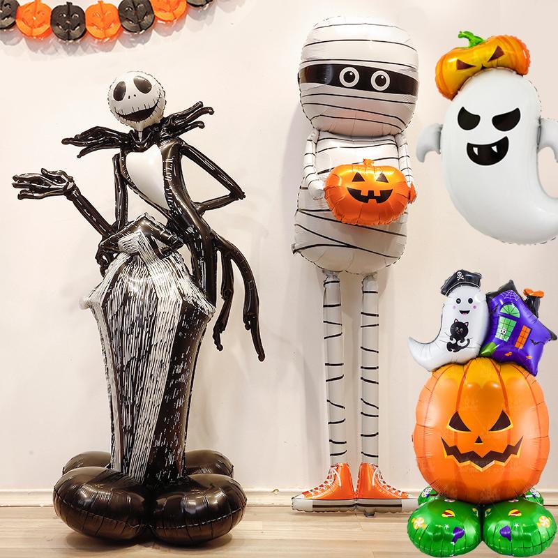 Hot Halloween Balloon Decoration Standing Hummy Pumpkin Ghost Witch Halloween Party Large Foil Balloon Inflatable Door Tree Deco