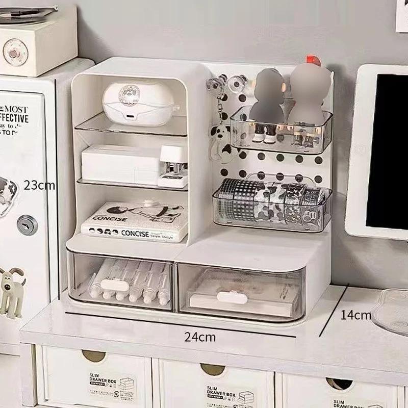 1 Pc Desktop Perforated Board Storage Box Stationery Sorting Rack Desk Office Cosmetics Storage Rack Pen Holder Storage Rack