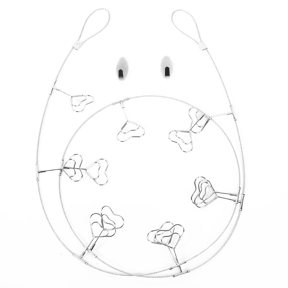 Hanging Photos Clips Heart Shapes Steel Wire Rope Wall Pictures Display Decoration