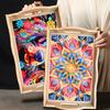 Mandala Pattern Wood Serving Food Trays With Side Handles Large Capacity Housewarming Christmas Gifts For Restaurants Homes