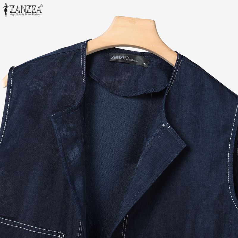 ZANZEA Damen Ärmellose Westen Tops und Hosen Lässige Zweiteiler Anzugsets