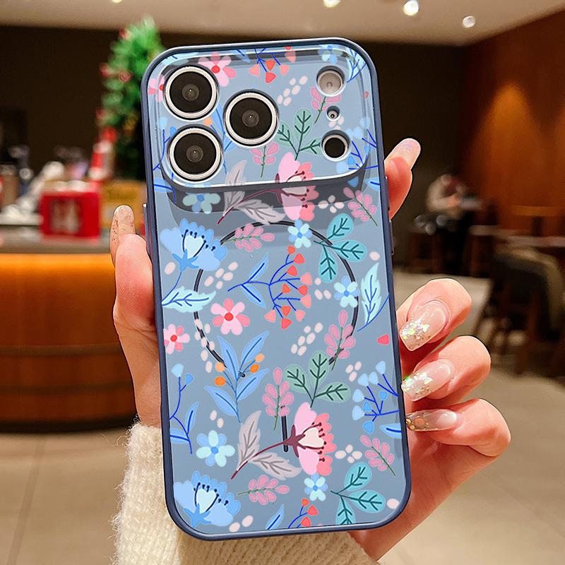 Little Flower Pattern Magnetic Phone Case For iPhone 17 ProMax 16 15 14 13 Pro Max For Magsafe Wireless Charge Hard Back Cover