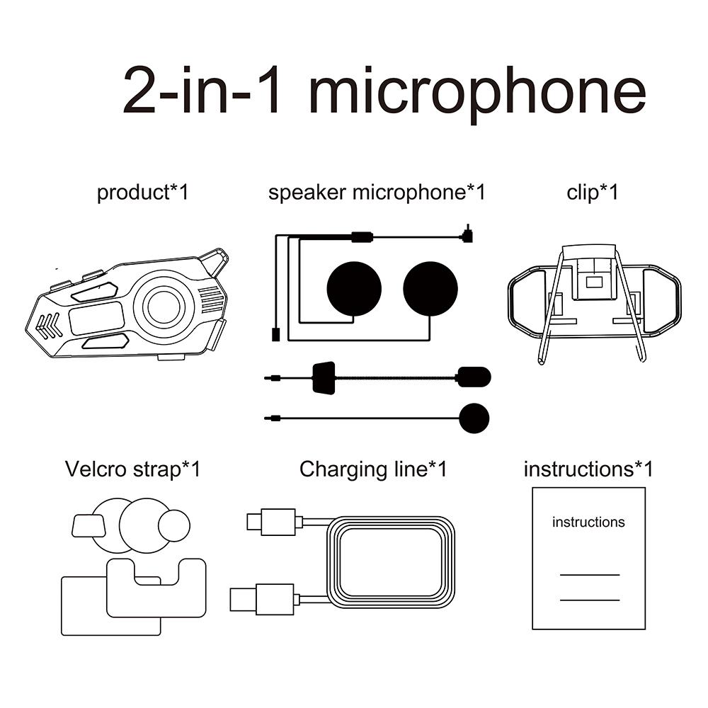 

K09 Мотоциклетная гарнитура для шлема FM-радио 500 м Полудуплексная связь для 2 райдеров интерком Водонепроницаемый обмен музыкой Интерфон Мото гарнитура Hard+Soft Mic