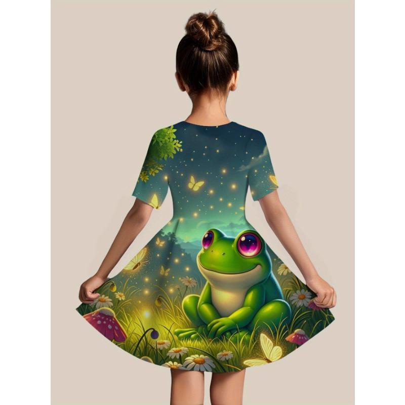 Girls' Dress, Suitable for Parties and Casual Attire, Sweet Princess Dress, Lightweight Spring and Summer Outfit, Easy to Handwash,
