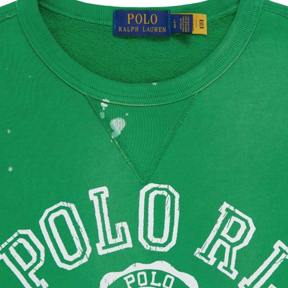 Polo Ralph Lauren SS22 Mikina s dlouhým rukávem a kulatým výstřihem s potiskem loga Splash Pánská mikina Zelená MNPOKNI16821991-300