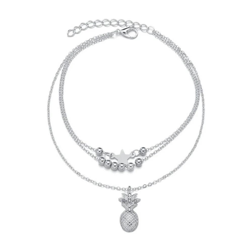SUMENG New Ankle Chain Pineapple Pendant Anklet Beaded Summer Beach Foot Jewelry Fashion Style Anklets for Women Gifts 2025