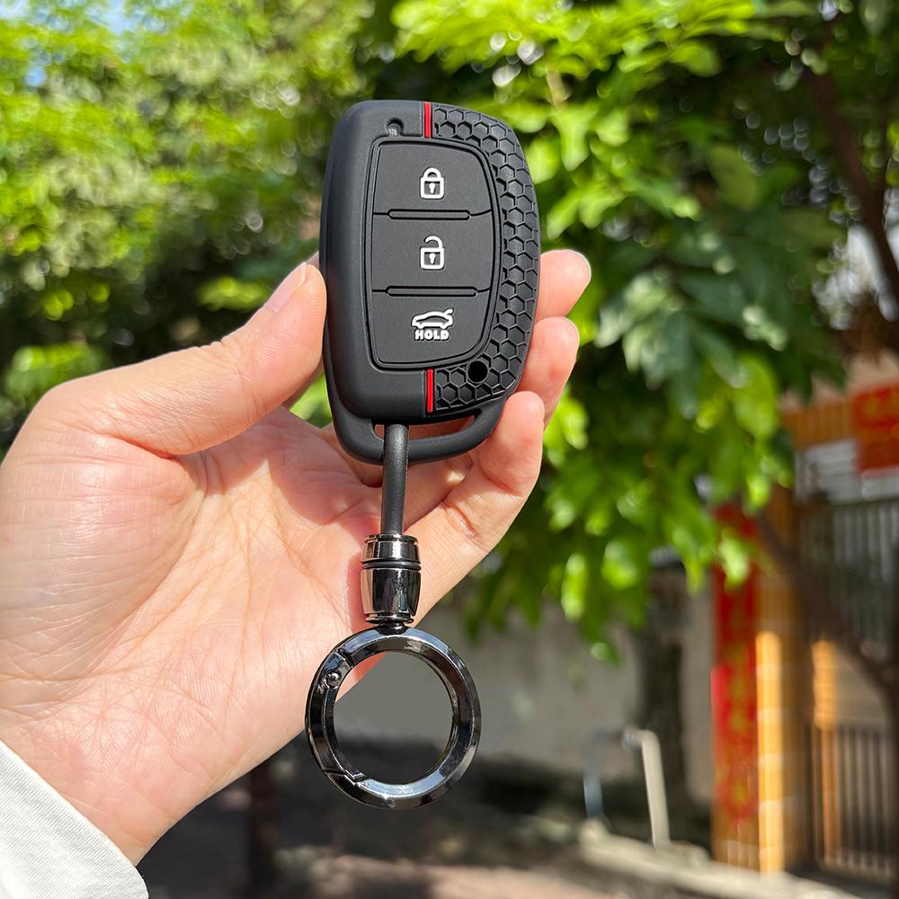 Keychain Protection For Hyundai Tucson Ioniq Creta Kona Solaris Elantra I10 I20 Santa Fe Silicone Car Remote Fold Key Cover Fob