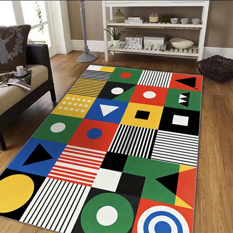 VIKAMA Abstract Geometric Crystal Flocking Bedside Carpets for Living Room Sofa Doormat Tables Mat Kitchen Non-slip Floor Rug
