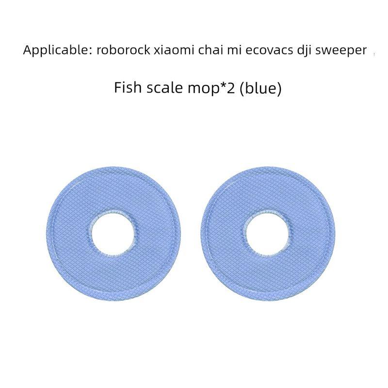 

Fish Scale Cleaning Cloth for Ecovacs/Dreame/Roborock/Xiaomi Robot Vacuum Cleaner, Non-Marking Water Stain Removal Mop Accessories Blue, Set of 2 [New Design with Perforations]