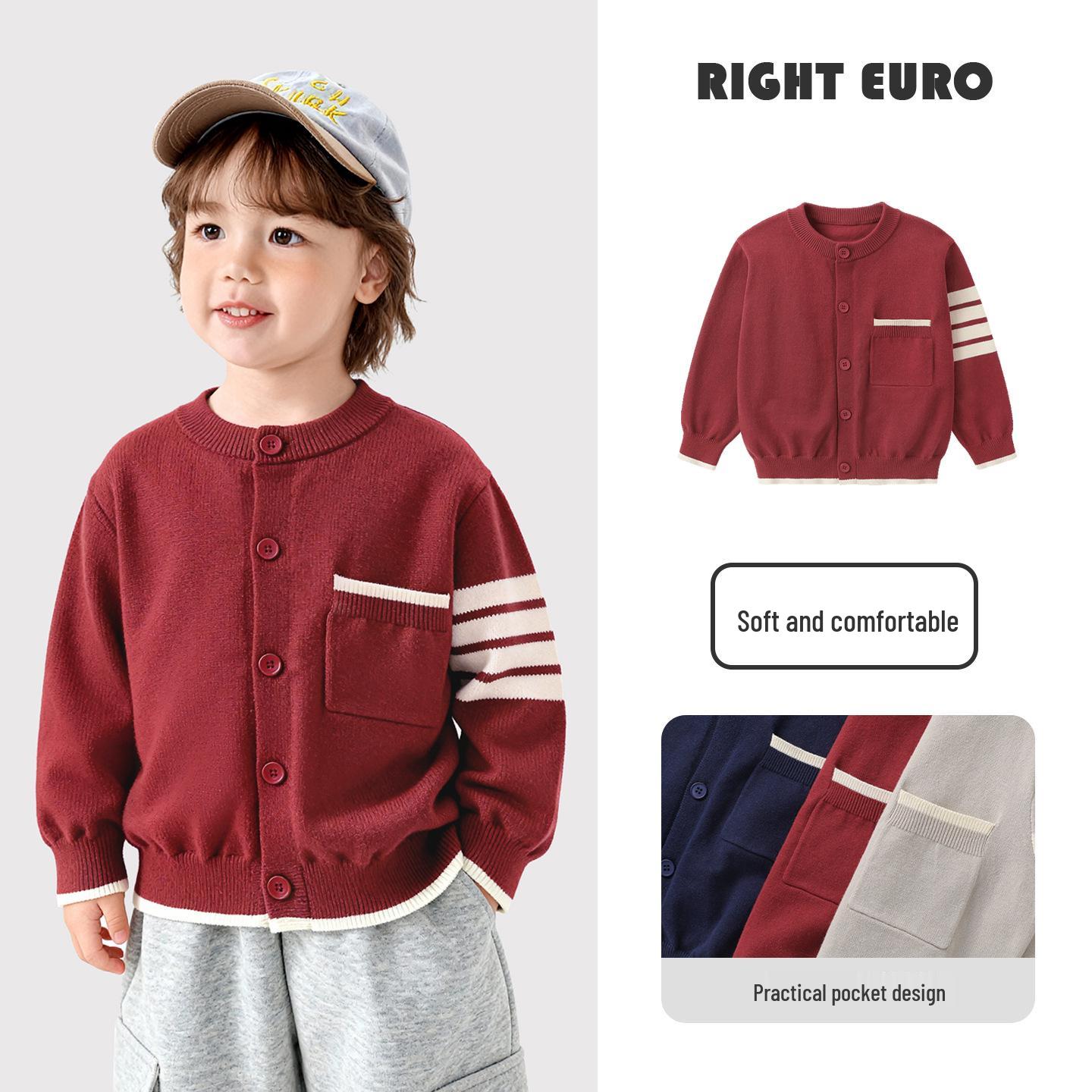 Trendy Kids  European Knitted Cardigan - Spring 2026, Boys  Toddler Jacket for Spring/Autumn 100 cm