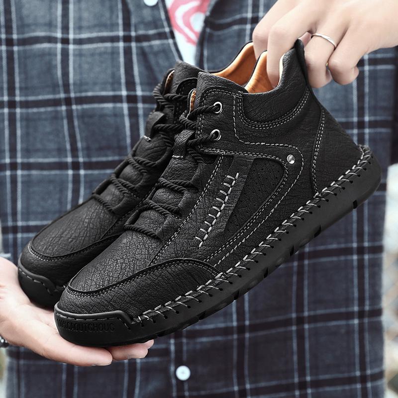 Handmade Leather Boots Men Shoes Casual Ankle Boots Men Loafers Comfortable Shoes Men Flats Fashion Moccasins Male Botas Shoes