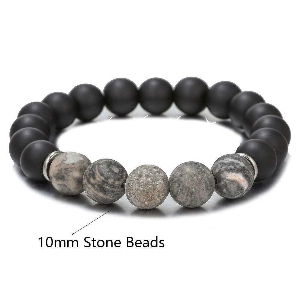 Volcanic and Black Iron Stone Couple Bracelets - Shining Gemstone Style.