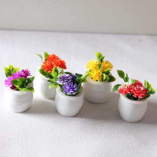 Mini Pot Plant High Simulation Accessories Vivid Color Pot Plant Dollhouse Decor for Landscape