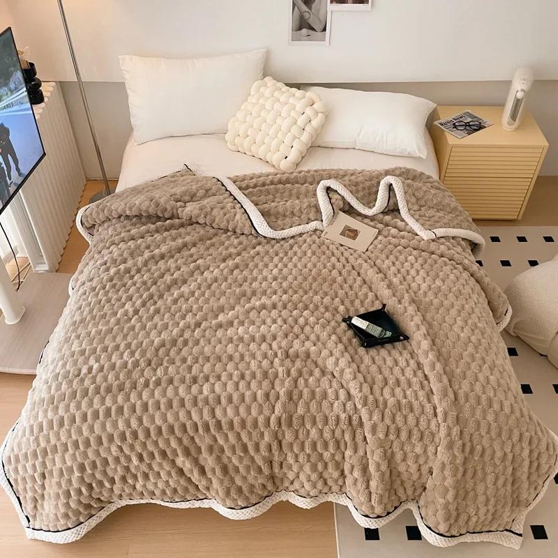 Coral Velvet Autumn Winter Blanket Sofa Air Conditioning Single Double Soft Flannel Fleece Blankets for Warm Sleeping Quilt