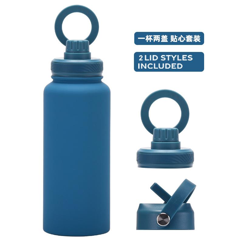 

Large Capacity 1L Straw Thermos Cup, Mobile Phone Magnetic Suction Bracket, Water Cup, One Cup With Two Lids, Outdoor Sports Kettle. 1L озеро синий