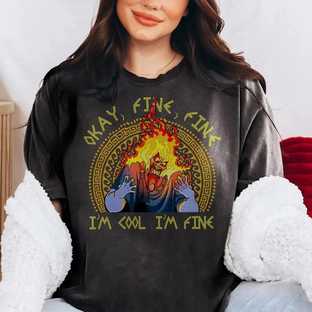 Women  Unisex Retro    Hercules Villains Hades Meme Shirt Okay Fine IM Cool Tshirt Magic Kingdom Tee   land Trip Tee S