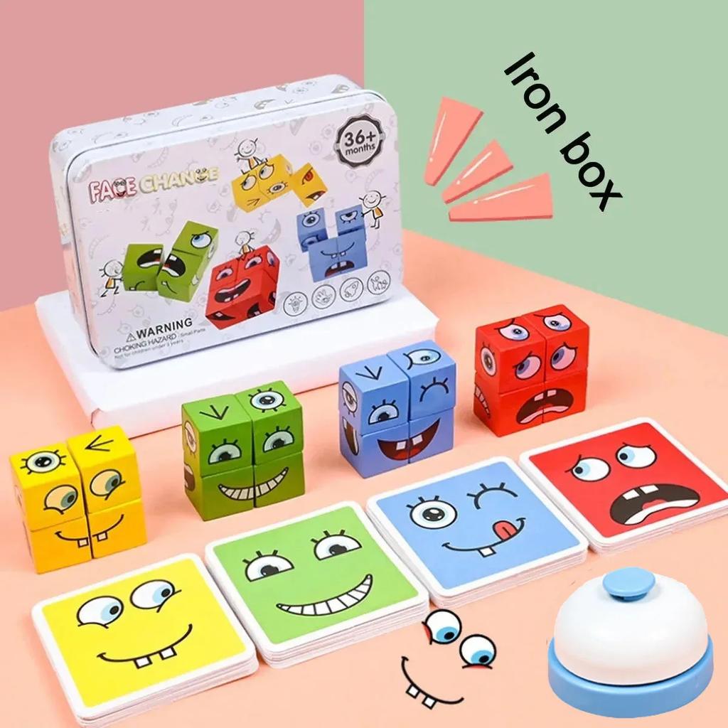 Kids Educational Toys Emotion Change Blocks Expressions Puzzles Children Cube Games Early Learning Montessori Geometry Face