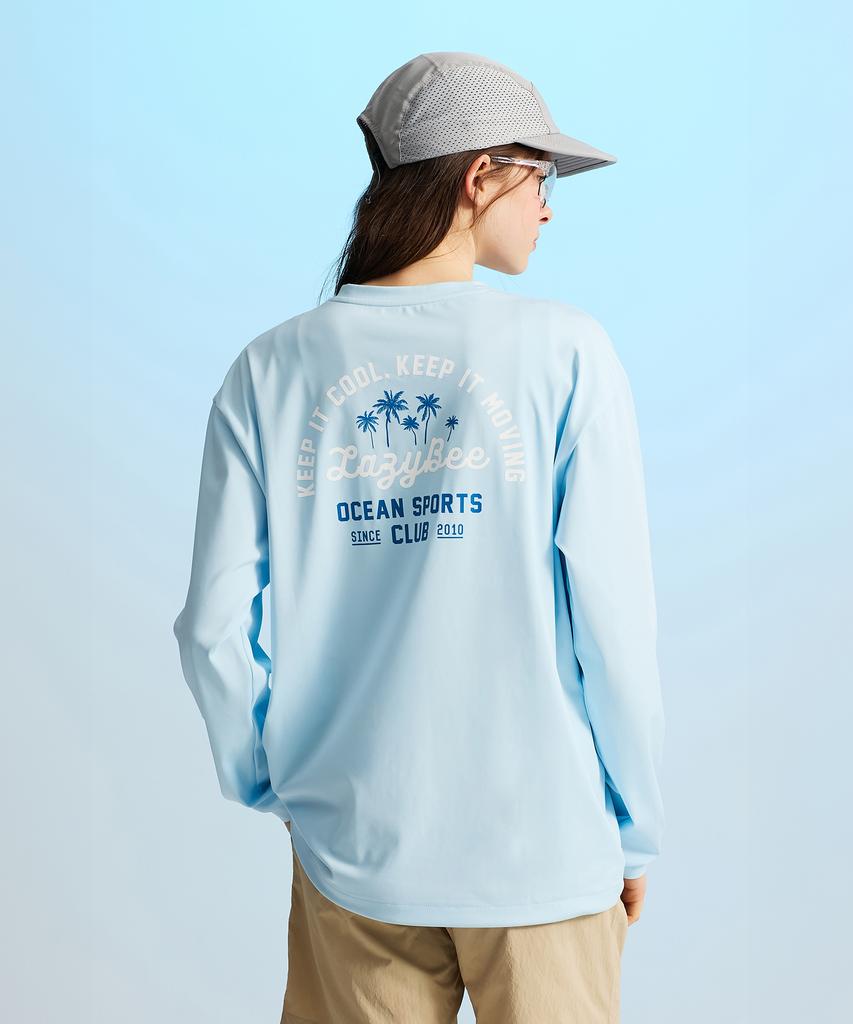 Leijibi Airfresh String Top Oversized M Long Sleeve Rash Guard Sky Blue