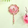 Lotus Handle Makeup Mirror with Temple of Heaven Pearl Pendant - Portable Cultural Style Mirror