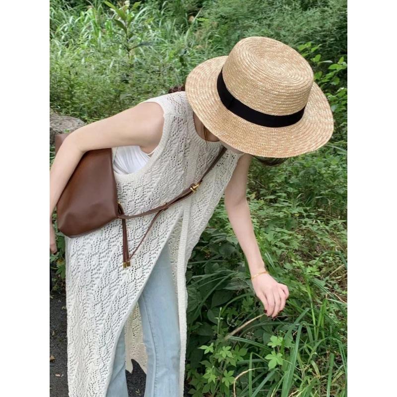 

Платье для кофе-брейка длинная ажурная вязаная блузка летний женский жилет с короткими рукавами надетый поверх топа с разрезом average size