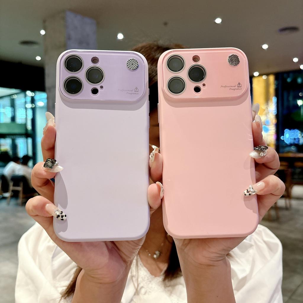 Applicable to Apple 17promax large window fragrance mobile phone case iPhone16 solid color silicone 15 matte protective case