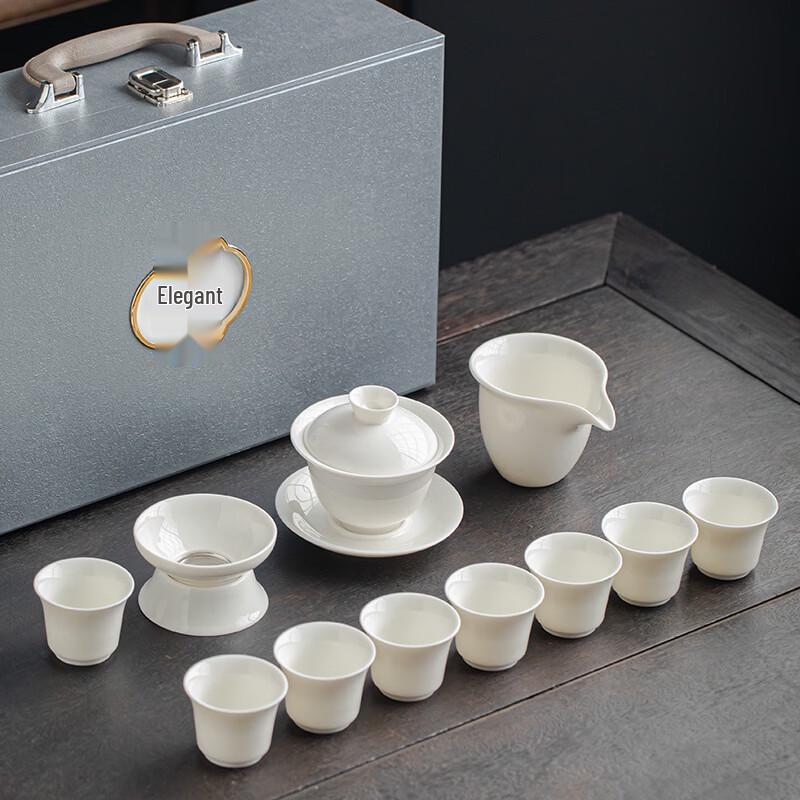 Handun Mutton Fat Jade White Porcelain Gongfu Tea Set