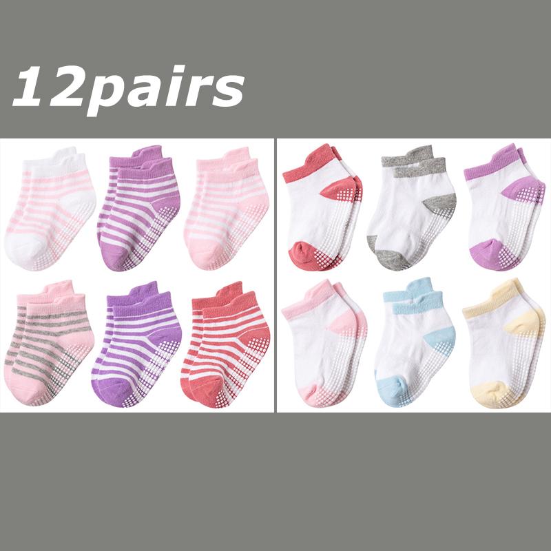 12 Paare/Los Babysocken Set Lässig Kleinkind Junge Mädchen Kleidung Accessoires 0 bis 5 Jahre Kinder Kurze Socken Rutschfest Atmungsaktiv Baby Sachen