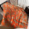 Women's Retro Fashion Mulberry Silk Feel Square Scarf - Summer Faux Satin, Sun Protection, 90cm