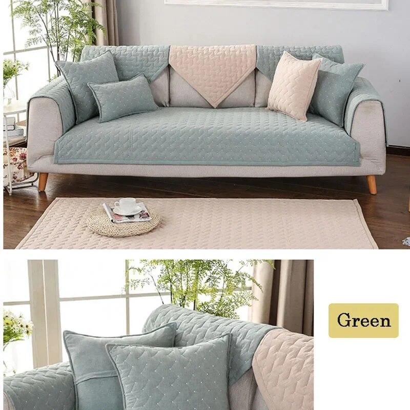 Cotton Sofa Cover Solid Color Non-slip L Shaped Slipcover Protect Pet Dog Cushion Mat Anti-dirty Sofa Cover for 1-4 Seats Sofa