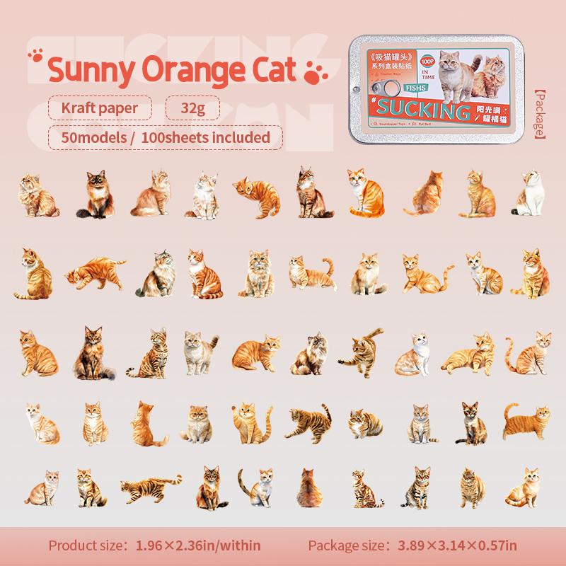 100 pcs Pet cat Iron box sticker fragments hand ledger label text base decorative DIY Scrapbook stickers Junk Journal Supplies