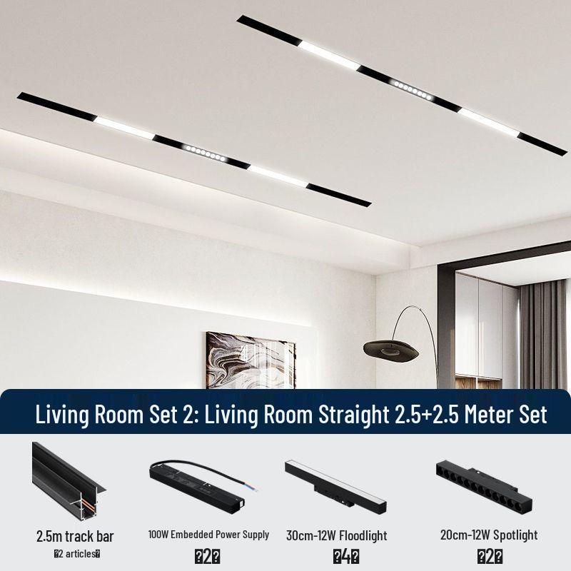 Recessed Magnetic Track Light: Concealed Linear Spotlight for Living Rooms, Bedrooms, Hallways & Household Surfaces