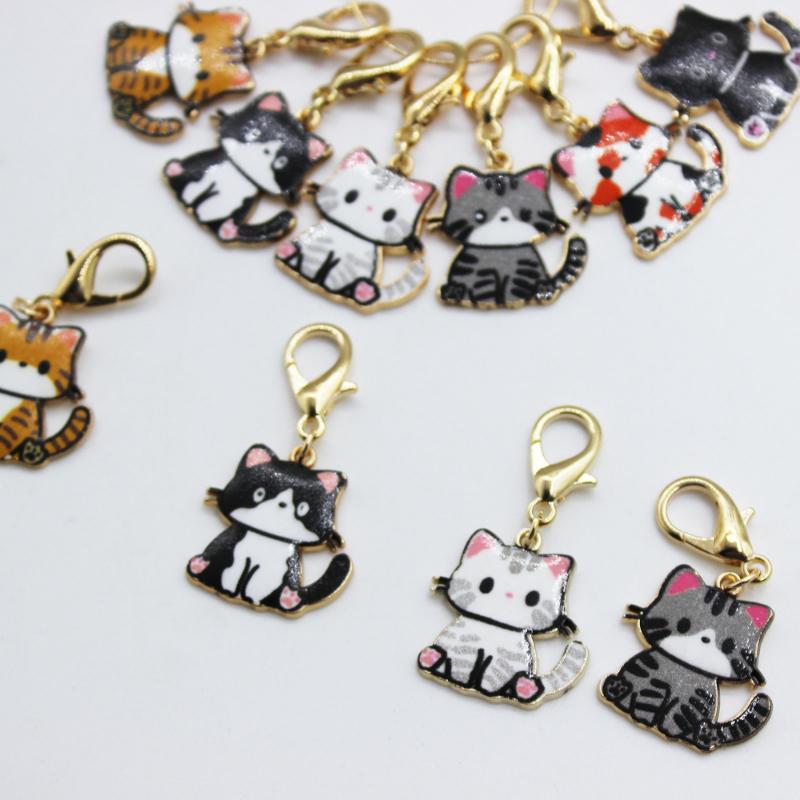 6PCs/Set Multicolor Cartoon Cute Cat Locking Knitting Stitch Markers Matel Crochet Latch DIY Removable Knitting Tool Accessories