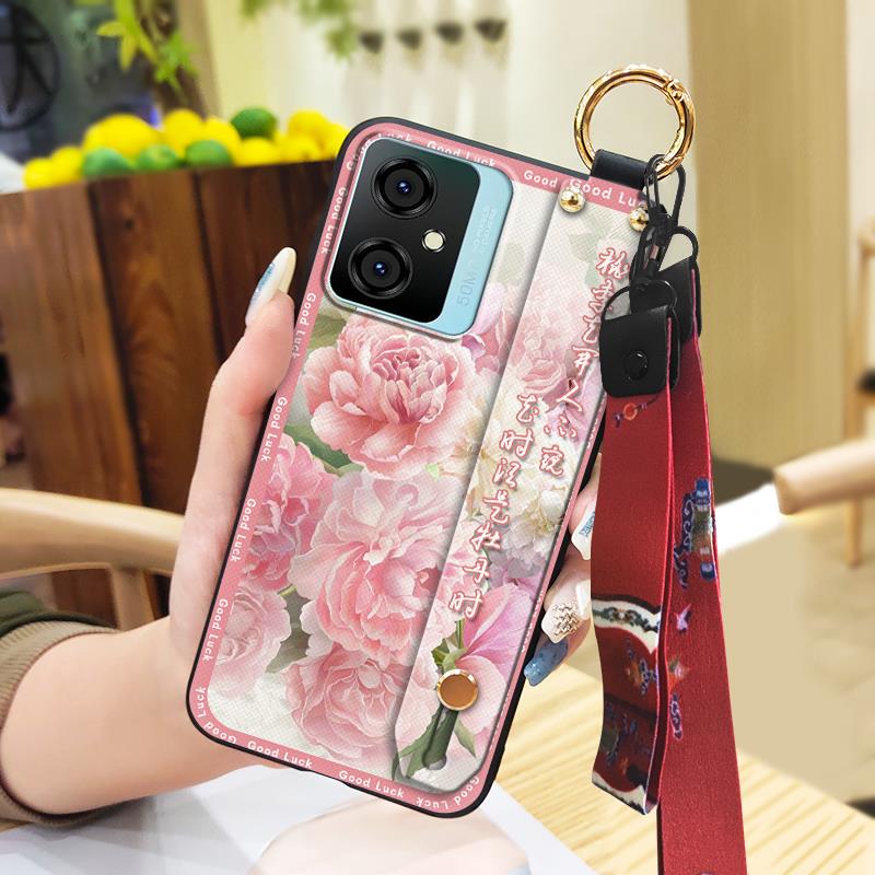 Dirt-resistant Anti-dust Phone Case For Blackview Oscal C70 Soft Case Wristband Fashion Lanyard Durable Chinese Style