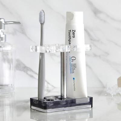Clear Open 4-hole Toothbrush and Toothpaste Holder_Gray AZUDA_BG0720019