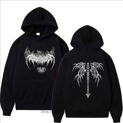 2025 Ny Vingtryck Huvtröja Herr Dam Casual Mode Harajuku Gotisk Y2K Pullover Höst Vinter Fleece Långärmad Tröjor