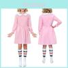 Stranger Things Eleven Cosplay Vestito Rosa in Tessuto Poliestere per Bambini e Adulti