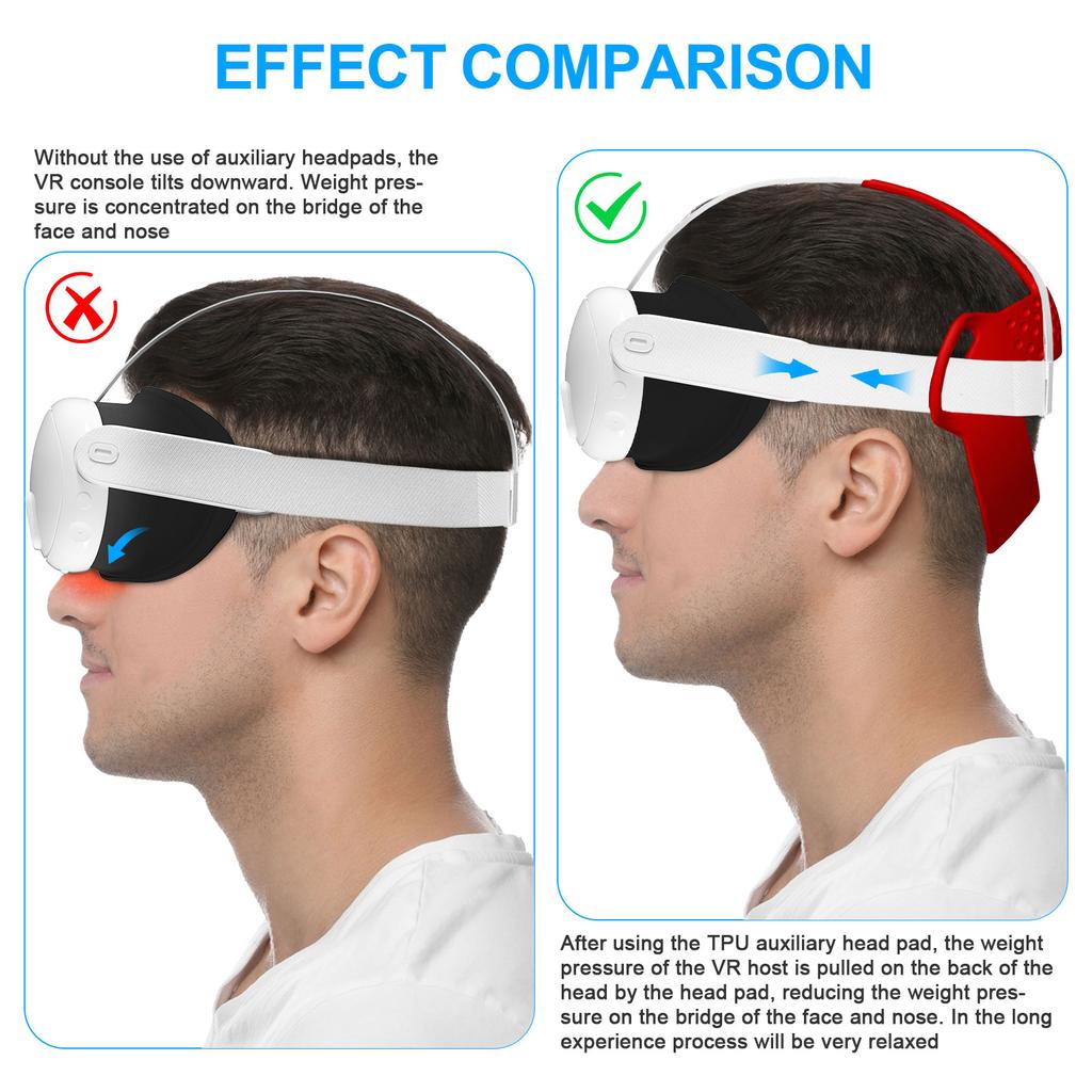 Almofada de cabeça VR confortável para acessórios de fone de ouvido Quest3 Suporte de fone de ouvido de realidade virtual 3D de silicone