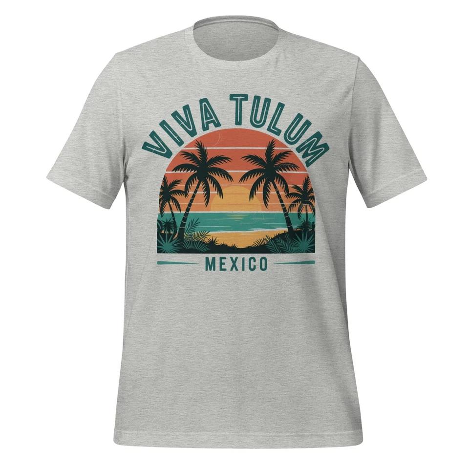 Viva Tulum Mexico Beach Shirt Unisex Sunset Palm Tree Tee Travel Gift L