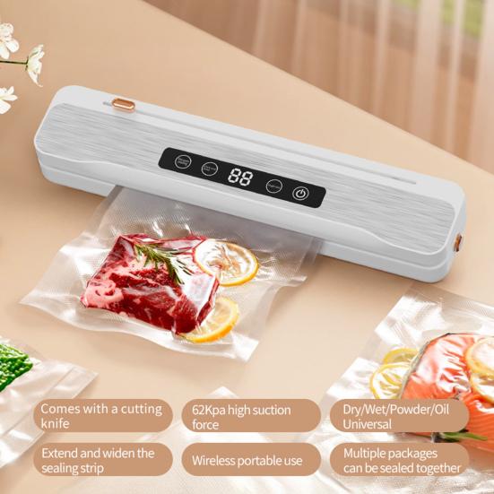 Wireless Vacuum Sealer Strong Suction Digital Display Rechargeable Compact Portable Vacuum Sealing Machine with 10 Vacuum Bags