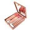Ensemble de 5 Pinceaux de Maquillage Portables avec Miroir - Outil de Beauté Multifonctionnel pour Poudre et Blush