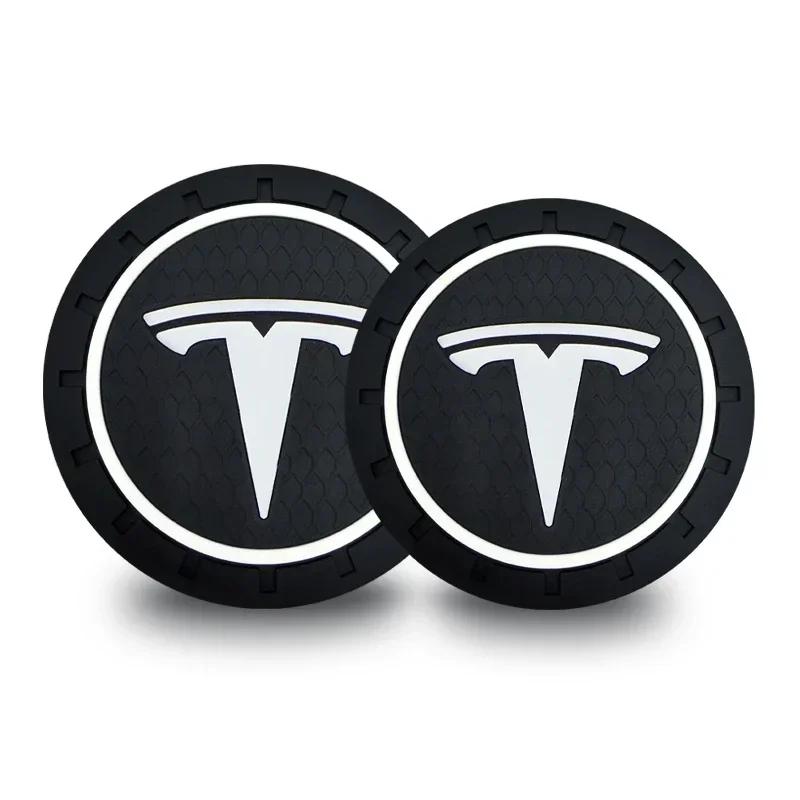 Car Sticker 2025 Hot Car Anti Slip Coaster Water Cup Slot Non-Slip Cushion For Tesla Model 3 Model X S 2016-2023 Model Y Decals