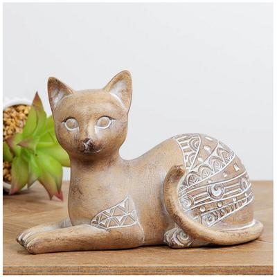 [R2666] - Vintage Brown 'Cat' Resin Figurine - 19x13 Cm