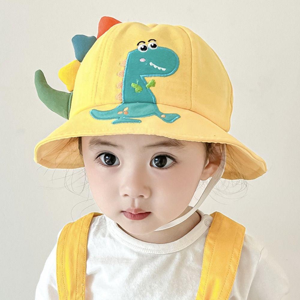 Wide Brim Dinosaur Children Fisherman Hat Cartoon Baby Sun Cap Cute Kids Bucket Hat  Toddler