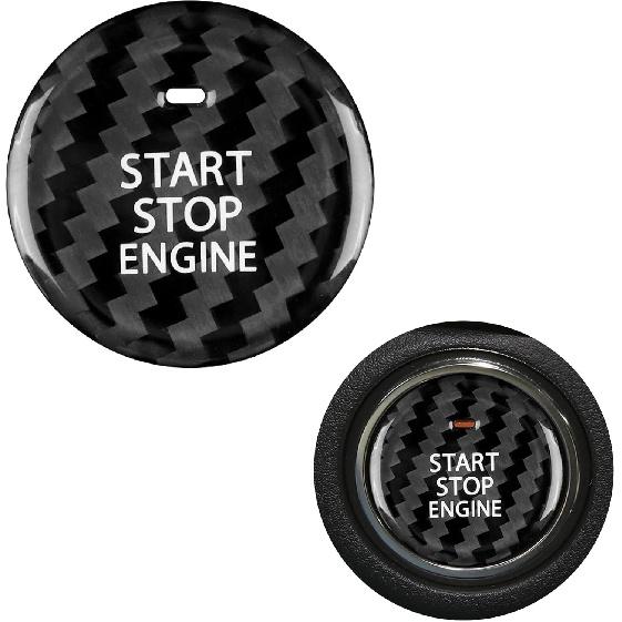 AIRSPEED Carbon Fiber Car Engine Start Stop Button Cover Center Console Push-Button Sticker Decal Interior Trim for Mazda 3 Axela 2020-2022, CX-30