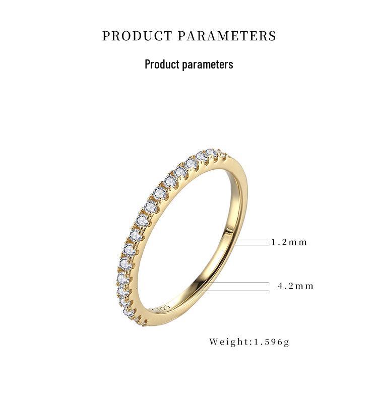 S925 Sterling Silver Rose Gold Moissanite Thin Ring: Three-Color Half-Circle, Stackable Diamond Band for Women