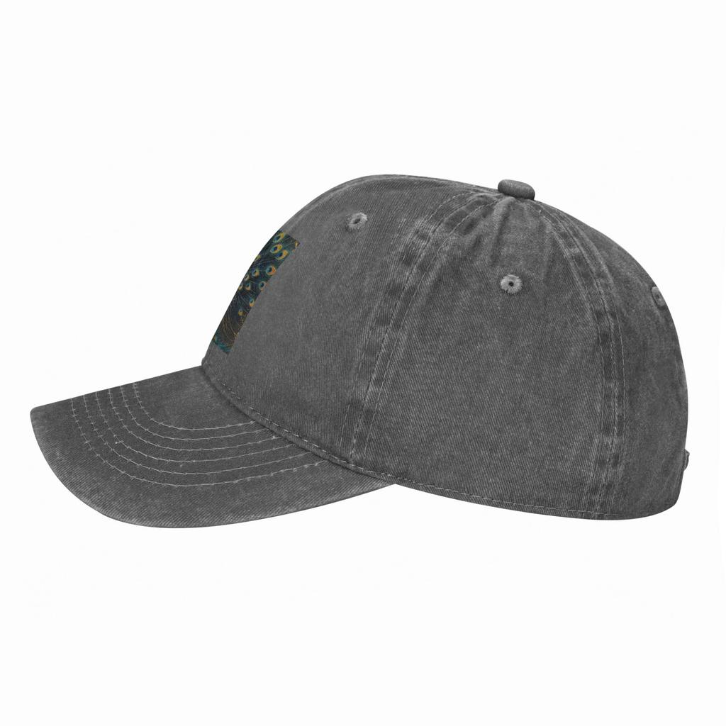 Schöne Pfauenfeder gewaschener Denim-Cap lässige Baseballkappen verstellbarer Hut Sommer Unisex Baseballkappen