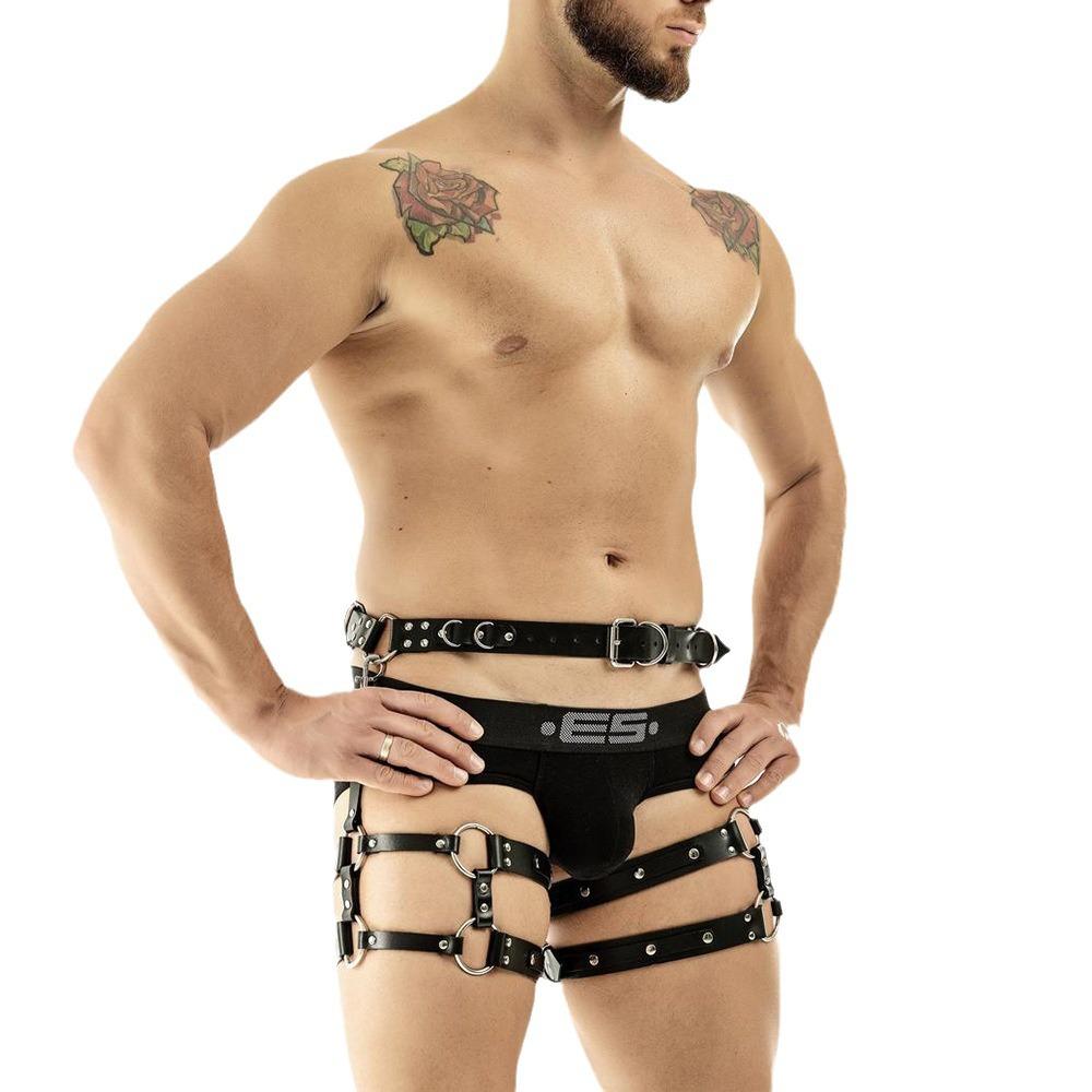Men'S Fun Leather Shoulder Strap Chest Strap Garter Belt Sm Fun Bondage Belt Bundle Underwear Flirt Sex Toy