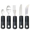Stainless Steel Adaptive Foldable Utensil Set with Anti-Shake Rubber-Plastic Handle for Elderly Rehabilitation (Knife, Fork, Spoon)