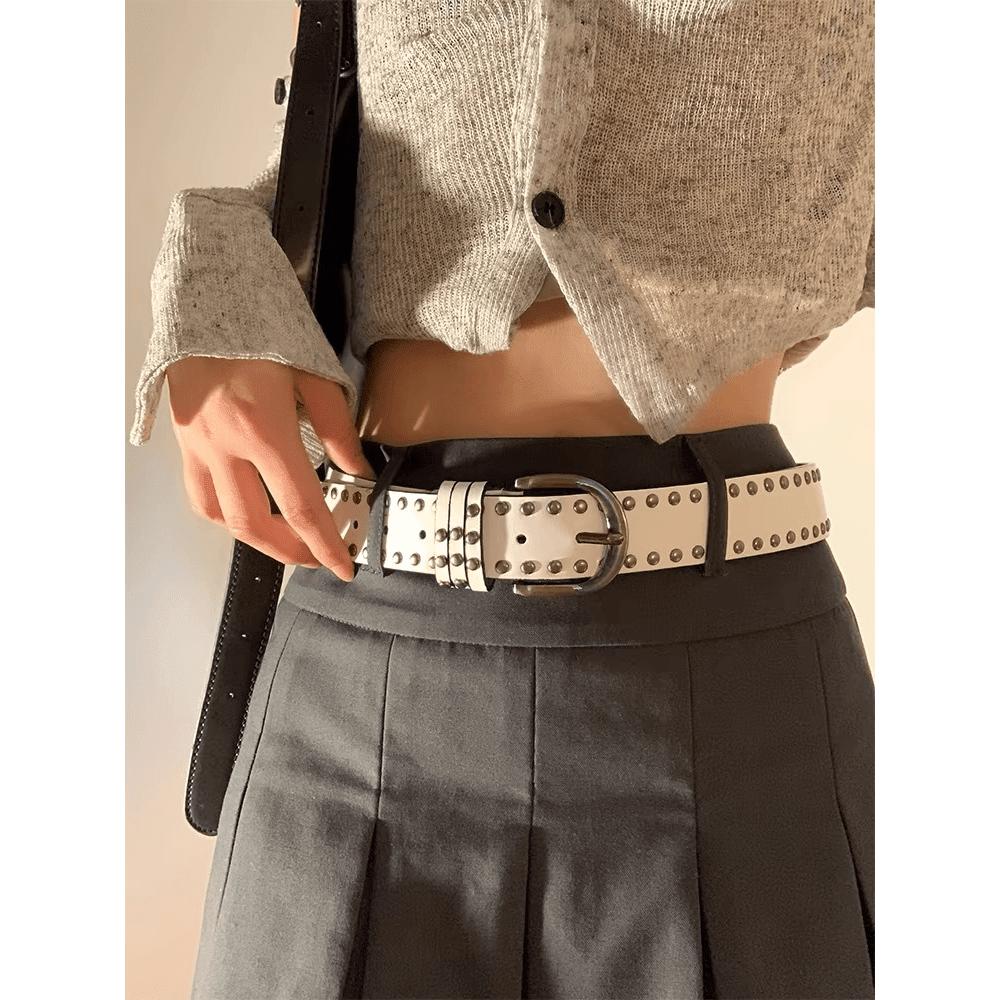 Pin buckle belt Women's high-end jeans Skirt Versatile decorative belt Solid buckle belt